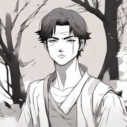 Manhwa-style illustration of a survivor