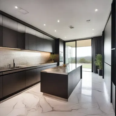 The modern and sleek design of the house includes accents of misch metal, bringing a touch of elegance and uniqueness to the interior.