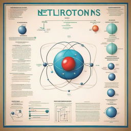 A simple, easy-to-understand educational poster about neutrons, featuring a clear diagram of an atom and brief, straightforward information on neutrons.