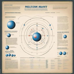 A simple, easy-to-understand educational poster about neutrons, featuring a clear diagram of an atom and brief, straightforward information on neutrons.