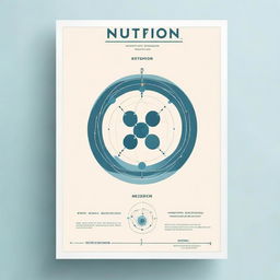 A minimalist educational poster about neutrons, only featuring a clean, well-marked atom diagram and the label 'neutron' pointing at a neutron.