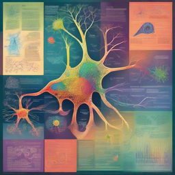 A vibrant and educational poster showcasing the intricate details and structure of neurons, complete with labels and a captivating color scheme.