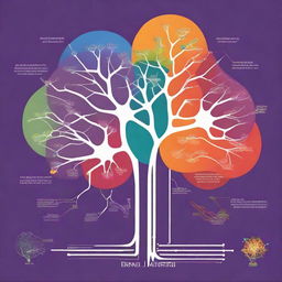 A simplified, colorful poster focusing on the basic structure of neurons, with minimal labels.