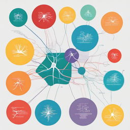 A simplified, colorful poster focusing on the basic structure of neurons, with minimal labels.