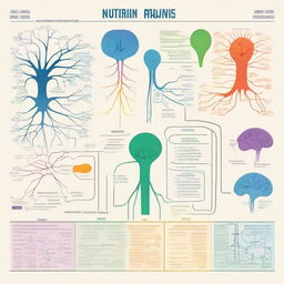 A simplified, colorful poster focusing on the basic structure of neurons, with minimal labels.