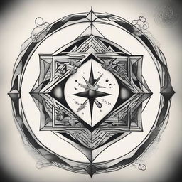 A unique tattoo design featuring a mixture of geometric and organic elements, intertwined with a dash of celestial symbolism.