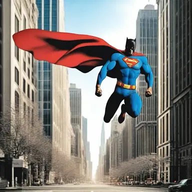 The superhero's tattered cape fluttered in the wind as he flew across the city.
