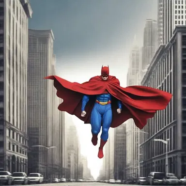 The superhero's tattered cape fluttered in the wind as he flew across the city.