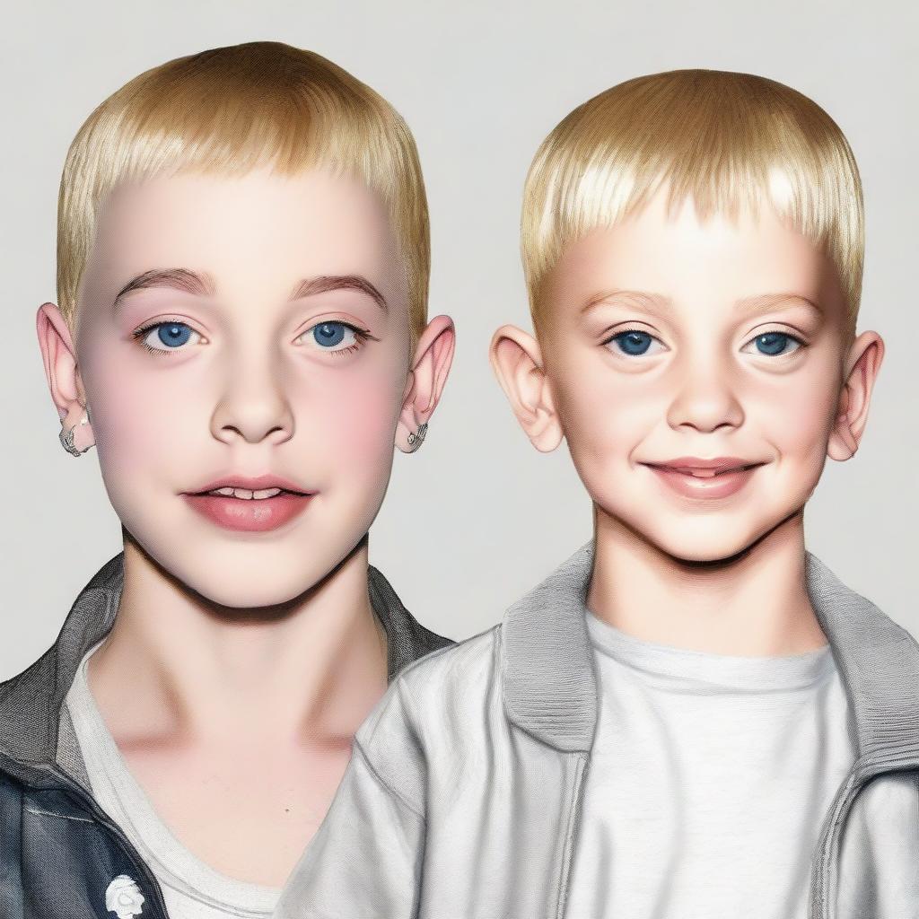 Adjust the initial portrait to show the child of Eminem and Katy Perry as a grown up, while still maintaining the unique blend of their features and individual styles.