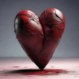 A symbolic representation of the 'pain of love'. A heart, beautifully textured yet visibly fractured, glows warmly within a solitary figure, encapsulating the paradox of love's pleasure and pain.