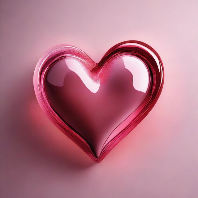 A beautiful heart full of love. Rendered with deep, pulsing reds and soft pinks, the heart appears luminous and is enveloped by a warm, comforting glow.