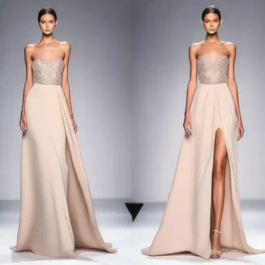 The designer crushed out the excess fabric to create a sleek silhouette for the evening gown.