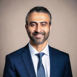 A professional headshot portrait of an individual named 'Vahid Seifi'. His appearance should be professional and respectful, displaying confidence and amiability.