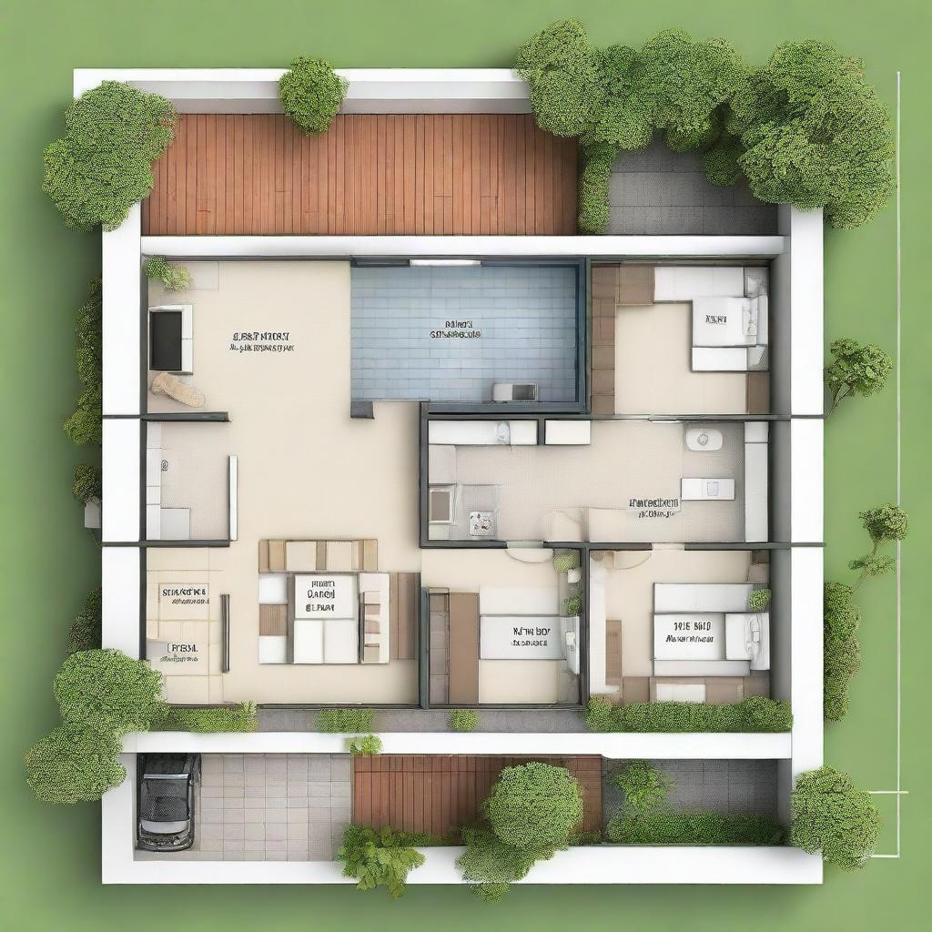 A floor plan of an affordable house valued at 200 million Indonesian Rupiah