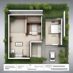 A floor plan of an affordable house valued at 200 million Indonesian Rupiah