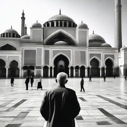 Third person perspective of an individual admiring the architectural marvels of the Ottoman Empire era, filled with cultural and historical significance. The person is observing grand mosques, bustling marketplaces, and intricate detailings.