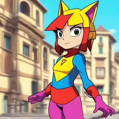 The protagonist's vibrant costume was made of cretonne, adding to the overall aesthetic of the animated series.