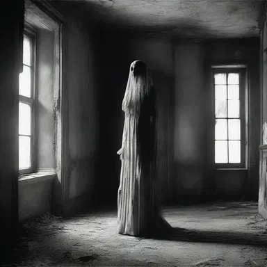 The ghostly figure that haunted the old mansion was draped in tattered cretonne, intensifying the eerie atmosphere of the horror film.
