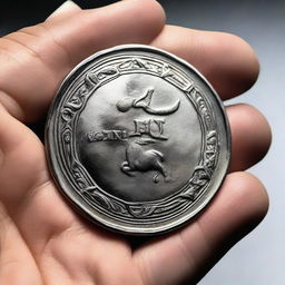 A close-up view of a hand delicately holding a shiny, detailed coin inscribed with 'ZOE TOKEN'.