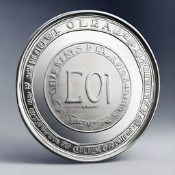 A detailed visualization of a glistening silver coin prominently etched with the words 'ZOE TOKEN'.