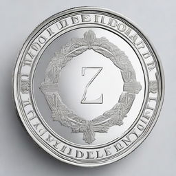 A detailed visualization of a glistening silver coin prominently etched with the words 'ZOE TOKEN'.