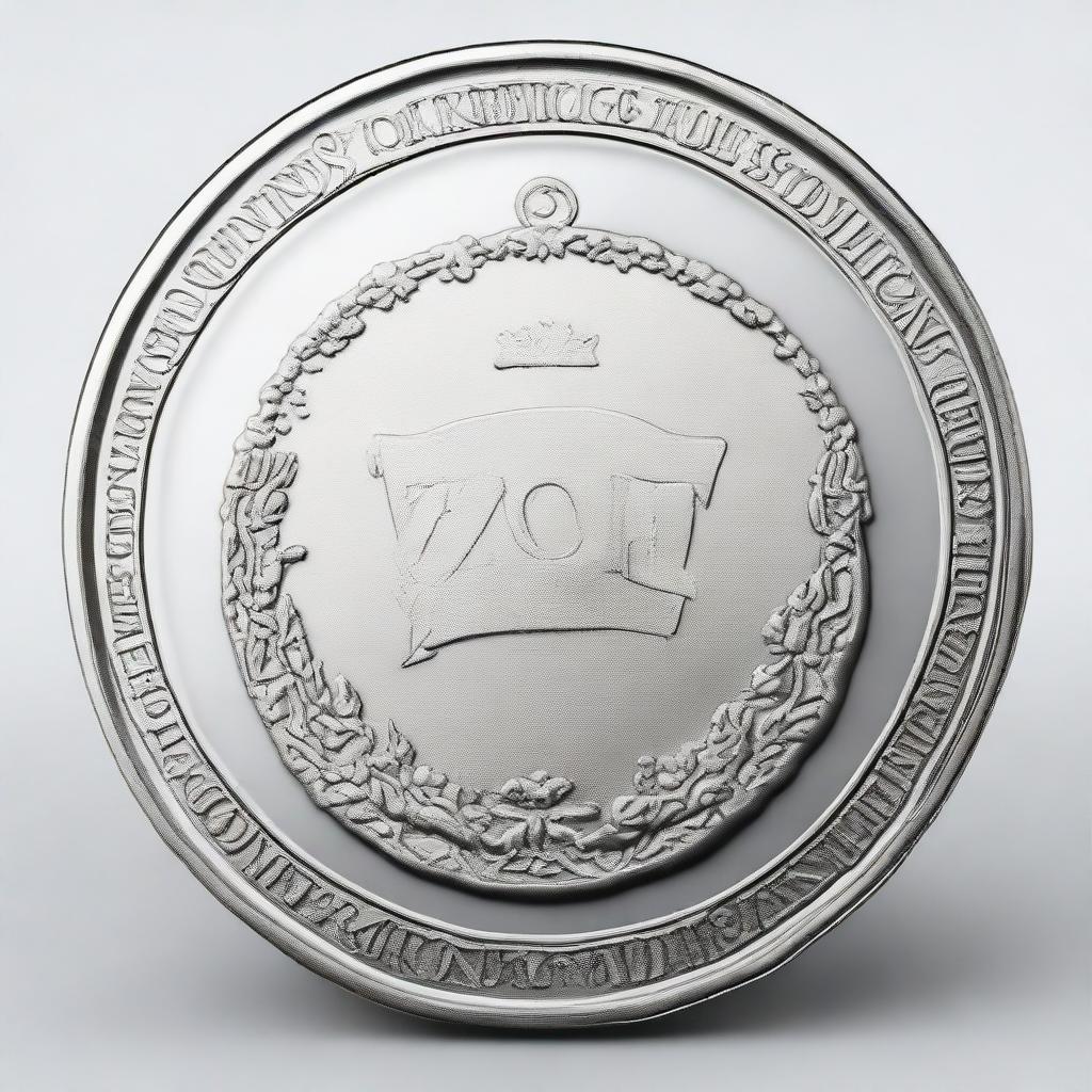 A detailed visualization of a glistening silver coin prominently etched with the words 'ZOE TOKEN'.