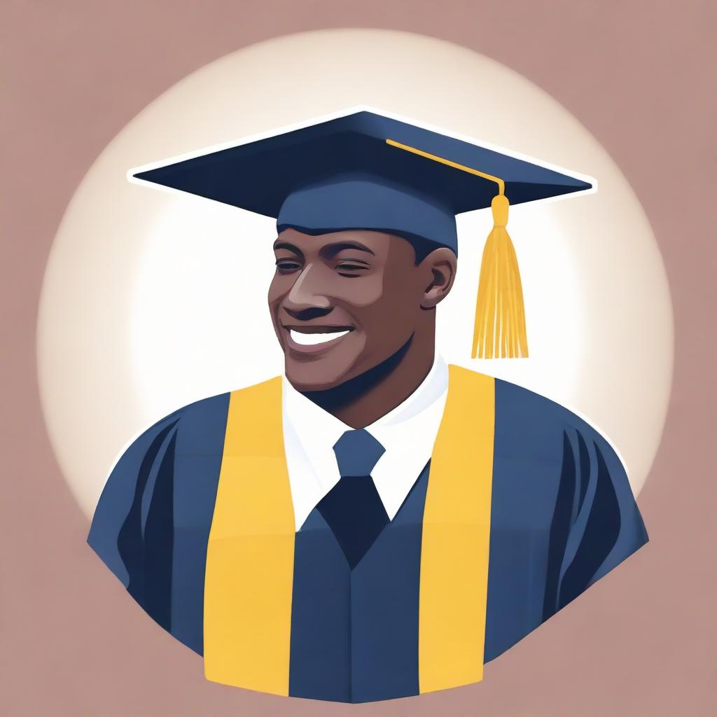 Generate a Facebook profile picture featuring an academic cap and master's degree emblem to signify graduation from a Masters program.