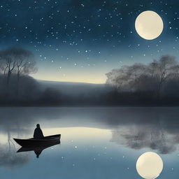 An atmospheric representation of 'Meaningful Silence'. Capture a tranquil night, under a vast starlit sky with a still body of water reflecting the celestial bodies, projecting a comforting silence that has a weight of meaning.