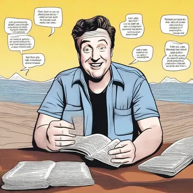 The comedian told a hilarious novel about his misadventures in a foreign country.