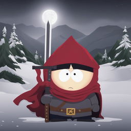 A high-quality digital art piece of Guts from Berserk as a South Park character