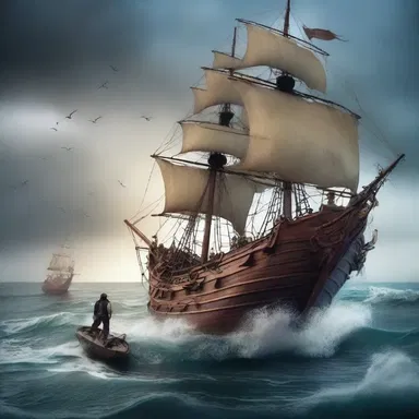 The crew of the pirate ship battled against the spoondrift created by the stormy sea as they searched for the hidden treasure.