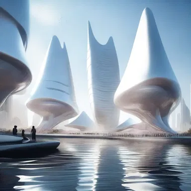 In the futuristic city, the floating buildings were constantly surrounded by spoondrift that added an ethereal touch to the landscape.