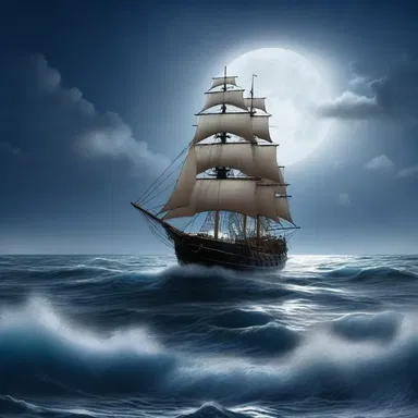 As the protagonist sailed across the treacherous ocean, he was captivated by the spoondrift glistening in the moonlight, symbolizing the challenges he had to overcome in his journey.