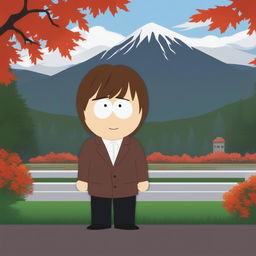 A high-quality digital art image of Light Yagami from Death Note as a South Park character