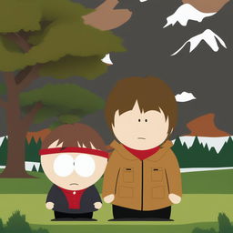 A high-quality digital art image of Light Yagami from Death Note as a South Park character