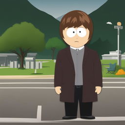 A high-quality digital art image of Light Yagami from Death Note as a South Park character