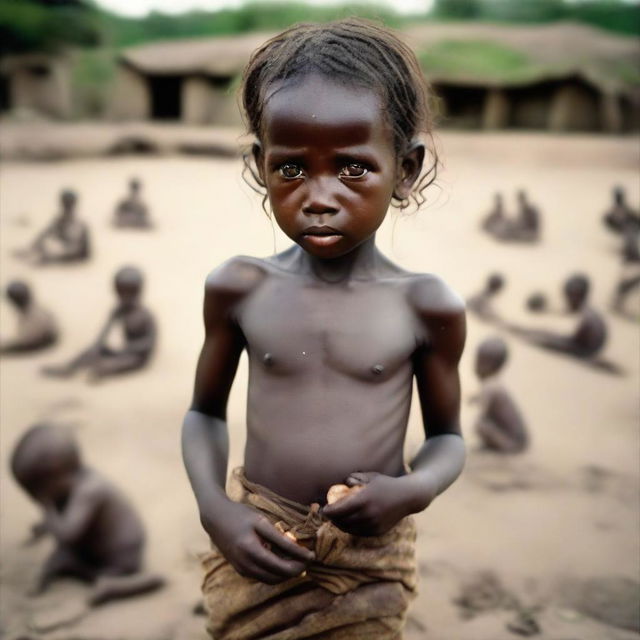 A compelling image that emphasizes the plight of malnourished children from different parts of the world, capturing their strength, determination and innocence despite their conditions
