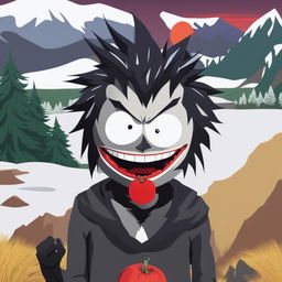 A high-quality digital art image of Ryuk from Death Note as a South Park character