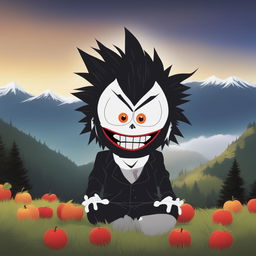 A high-quality digital art image of Ryuk from Death Note as a South Park character