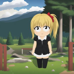 A high-quality digital art image of Misa Amane from Death Note as a South Park character