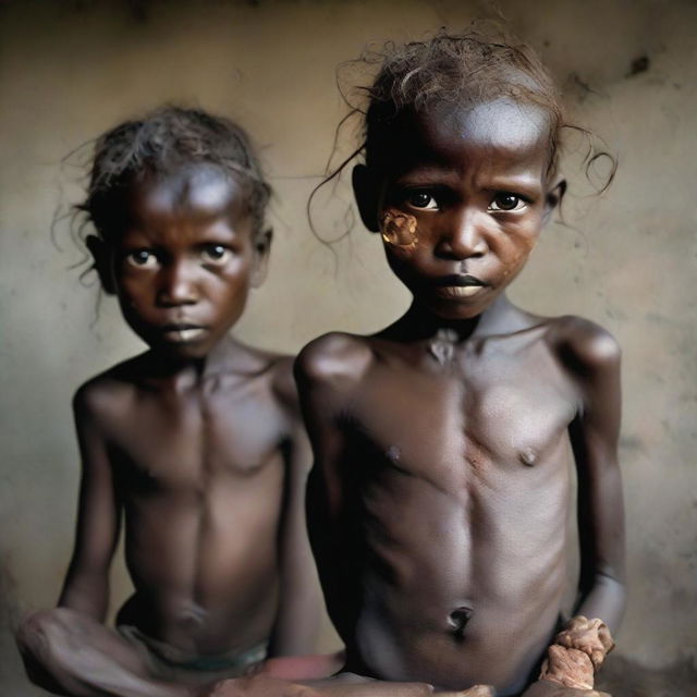 A series of images portraying malnourished individuals from various parts of the world, not exclusively Africa, emphasizing the global scope of malnutrition and reflecting the resilience of those affected