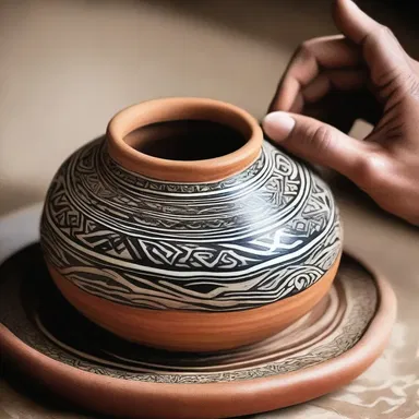 The artist used a spindle to create intricate patterns on the pottery.