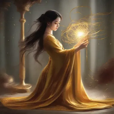 In the fantasy novel, the heroine used a magical spindle to spin golden threads into cloth.