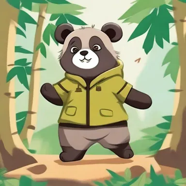 In the comic strip, the adorable coon bear named Bamboo embarks on exciting adventures with his friends in the bamboo forests of China.