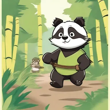 In the comic strip, the adorable coon bear named Bamboo embarks on exciting adventures with his friends in the bamboo forests of China.