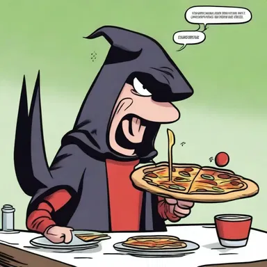 In the comic strip, the character was so ravenous that he devoured an entire pizza in seconds.