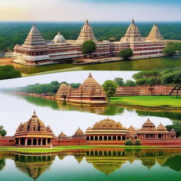 An eye-catching panoramic view of Bihar, featuring its lush landscapes, lively cities, historic architecture and vibrant culture, perfectly suited for a travel brochure.