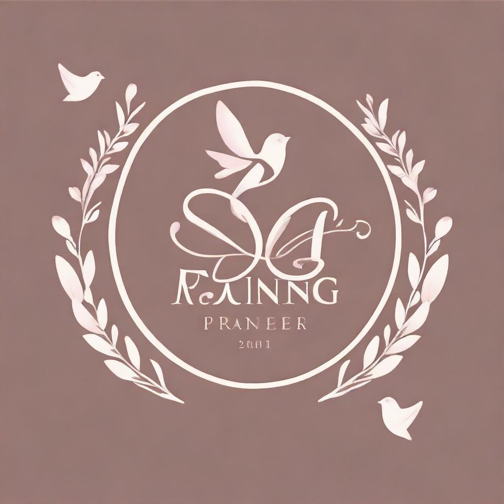 A stylish and elegant logo for a wedding planner business, incorporating motifs of rings, hearts, bouquets, and love birds in a classy color scheme.