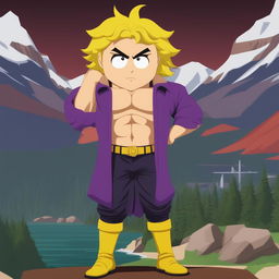 A high-quality digital art image of Dio Brando from JoJo's Bizarre Adventure as a South Park character