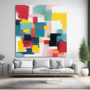 The abstract painting was created to ward off negative energy and bring positivity into the room.